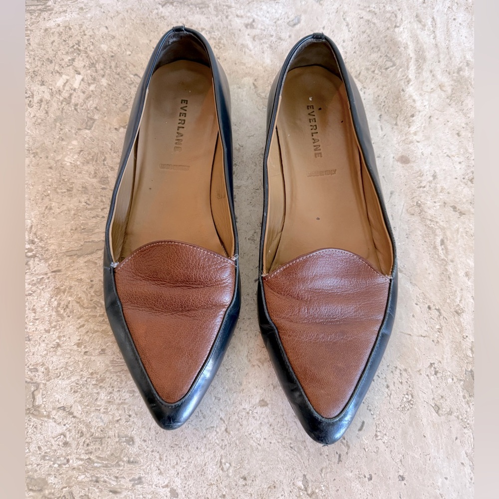 Everlane Black and Brown Flats